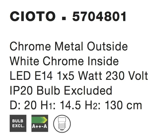Lustre a závesné svietidlá -  Novaluce Kovový luster Cioto 20 Chrome
