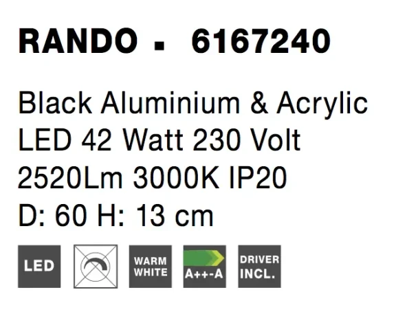 Stropné svietidlá -  Novaluce Moderné stropné svietidlo Rando 60 3000K čierna