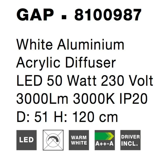 Lustre a závesné svietidlá -  Novaluce LED luster Gap 51 biele