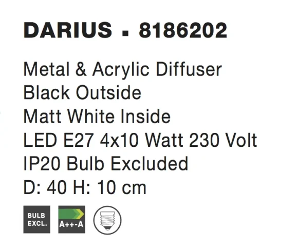 Stropné svietidlá -  Novaluce Moderné stropné svietidlo Darius 40 čierne