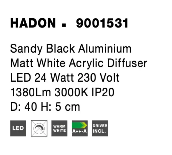 Stropné svietidlá -  Novaluce LED stropné svietidlo Hadon 40 čierne