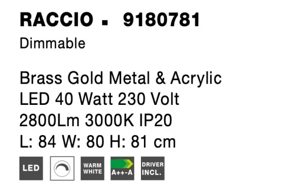 Lustre a závesné svietidlá -  Novaluce LED luster Raccio 84 zlaté