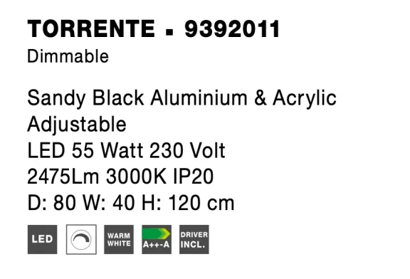 Lustre a závesné svietidlá -  Novaluce LED luster Torrente 55W 80 čierne