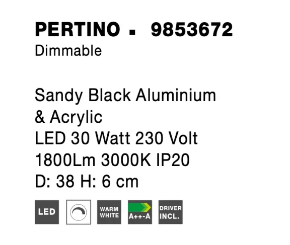 Stropné svietidlá -  Novaluce Stropné svietidlo LED so stmievaním Pertino 38 3000K čierne