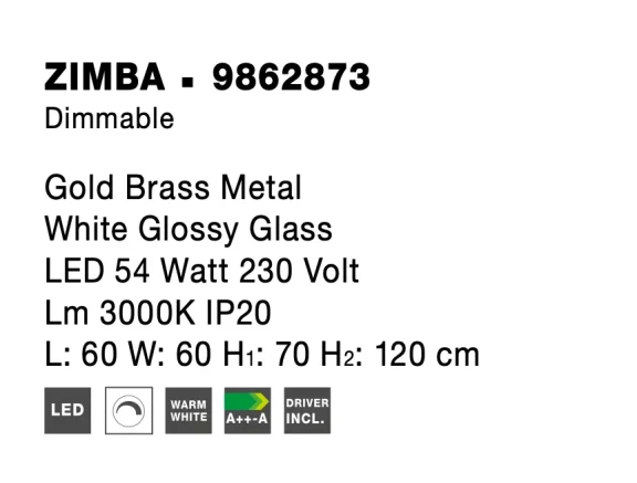 Lustre a závesné svietidlá -  Novaluce LED luster Zimba 60 zlaté