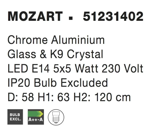 Lustre a závesné svietidlá -  Novaluce Luxusný luster Mozart 58 Číra