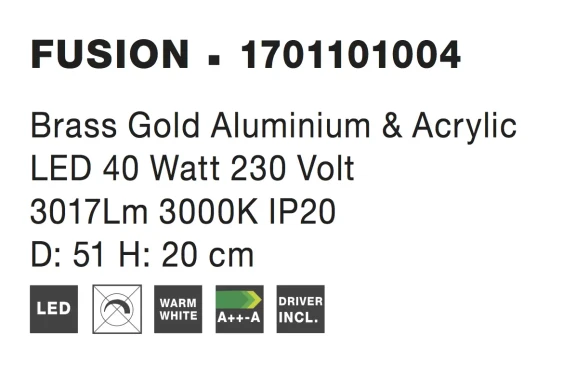 Stropné svietidlá -  Novaluce LED stropné svietidlo Fusion 51 zlaté