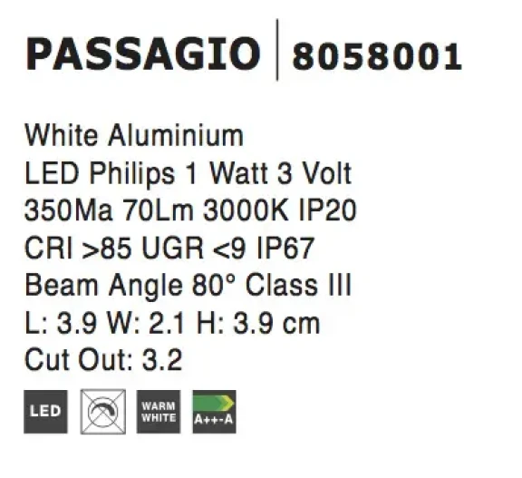 Vonkajšie orientačné svietidlá -  Novaluce Vonkajšie LED svietidlo Passagio 39 biele