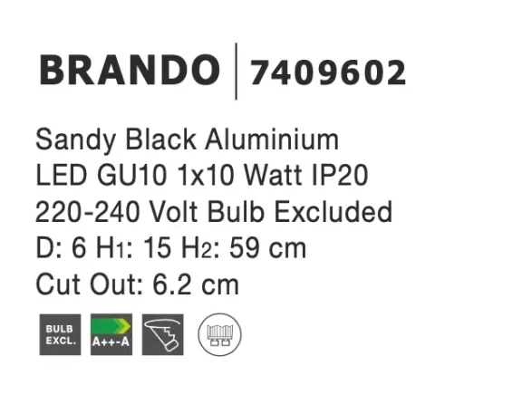 Bodové svetlá -  Novaluce Bodové svietidlo Brando 40 čierne