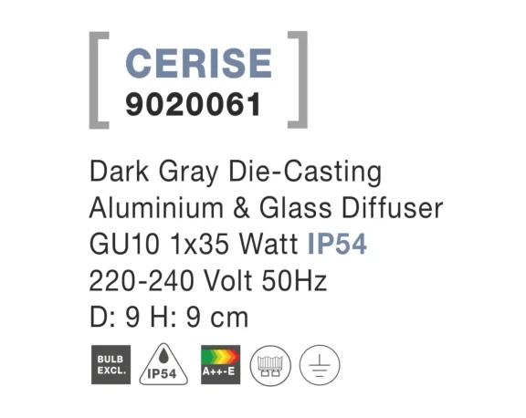 Vonkajšie bodové svetlá -  Novaluce Vonkajšie záhradné svietidlo Cerise B 9 tmavo sivé