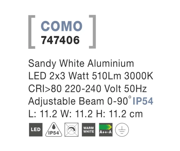 Vonkajšie nástenné svietidlá -  Novaluce Vonkajšie LED svietidlo Como 112 biele