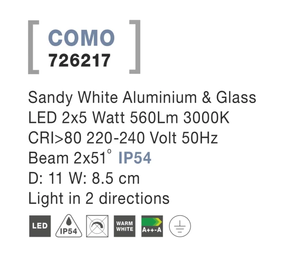Vonkajšie nástenné svietidlá -  Novaluce Vonkajšie LED svietidlo Como A 11 biele