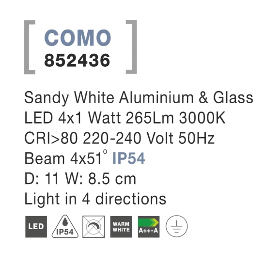 Vonkajšie nástenné svietidlá -  Novaluce Vonkajšie LED svietidlo Como B 11 biele
