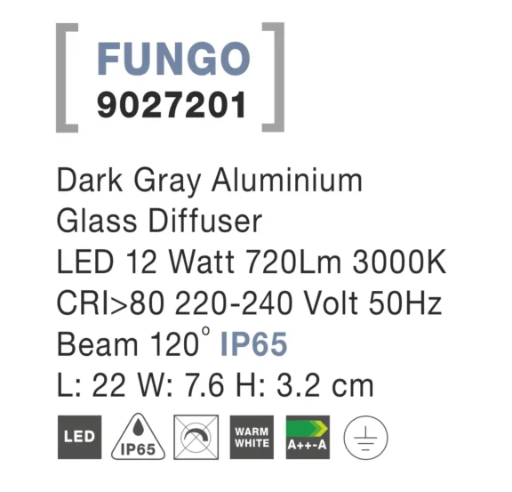 Vonkajšie nástenné svietidlá -  Novaluce Vonkajšie LED svietidlo Fungo 22 tmavo sivé