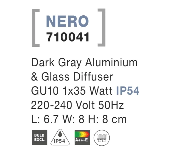 Vonkajšie nástenné svietidlá -  Novaluce Vonkajšie záhradné svietidlo Nero B 67 tmavo sivé