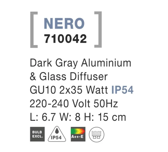 Vonkajšie nástenné svietidlá -  Novaluce Vonkajšie záhradné svietidlo Nero A 67 tmavo sivé