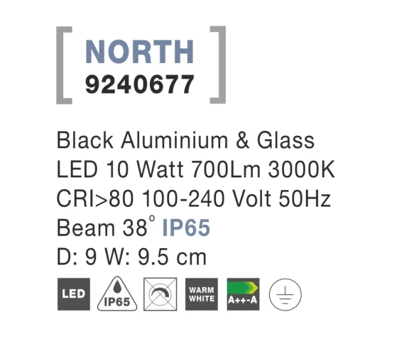 Vonkajšie lampy -  Novaluce Vonkajšie LED lampa North 9 čierne