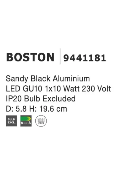 Bodové svetlá -  Novaluce Bodové svietidlo Boston Big čierne