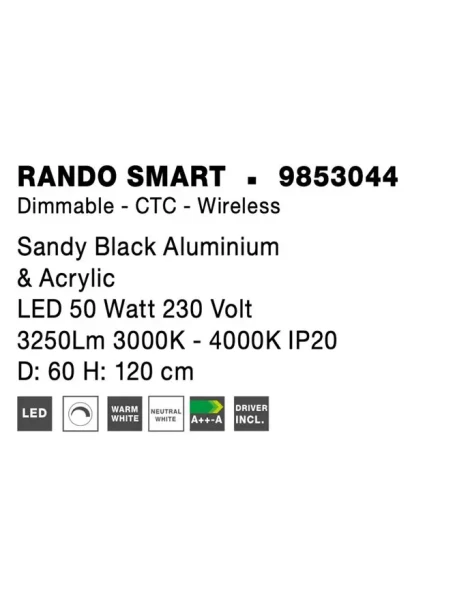 Lustre a závesné svietidlá -  Novaluce LED luster Rando Smart 60 čierne