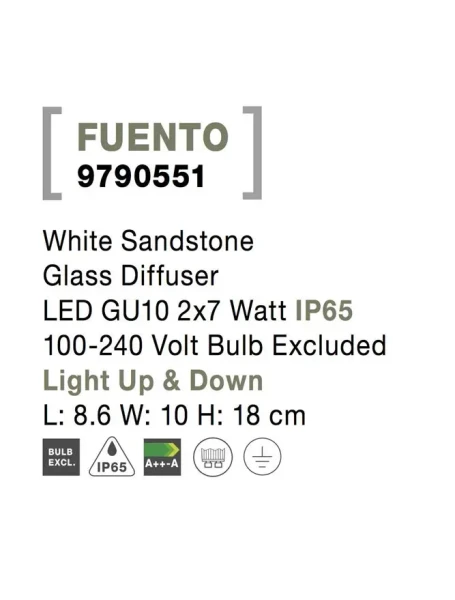 Vonkajšie nástenné svietidlá -  Novaluce Vonkajšie záhradné svietidlo Fuento B 86 biele