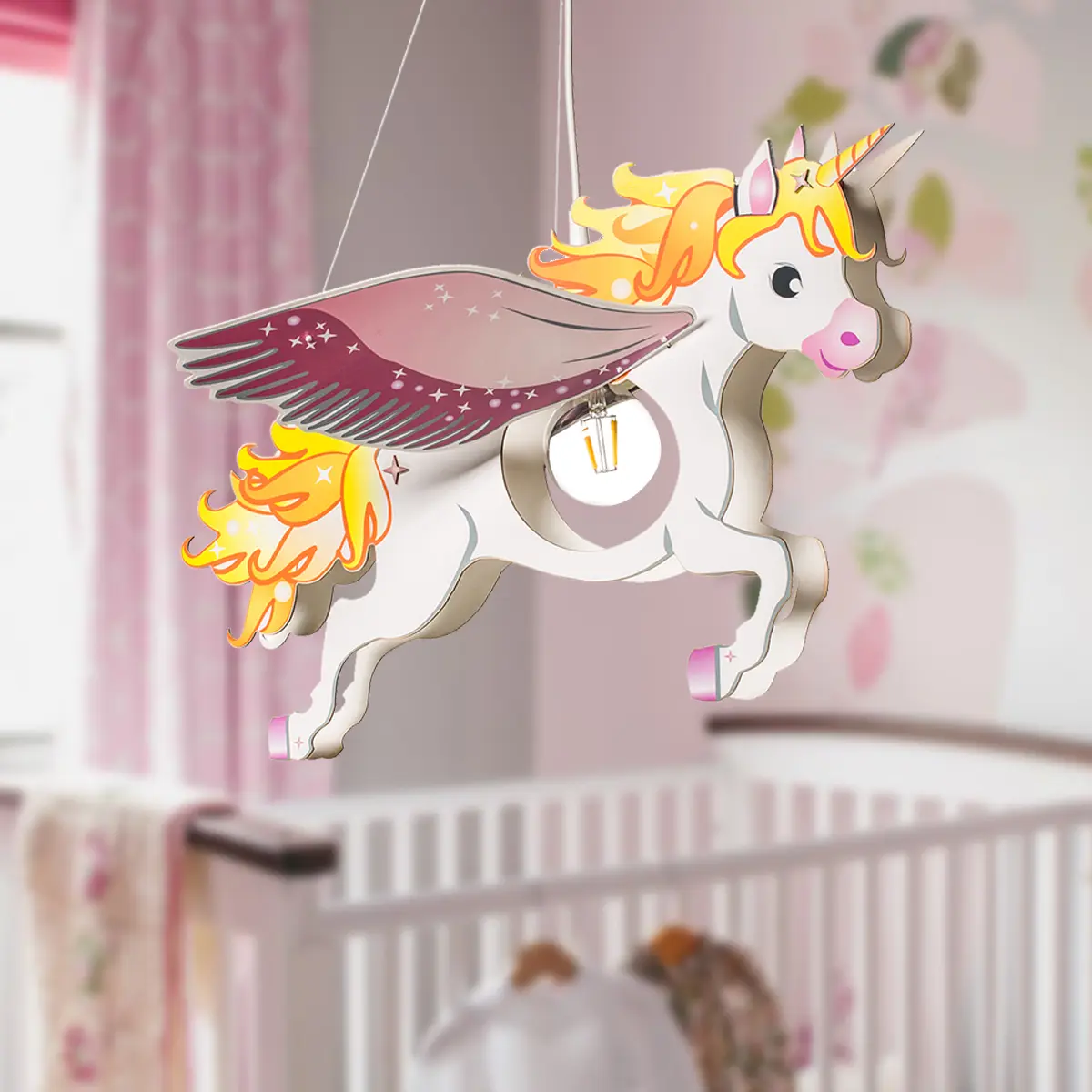 Lustre a závesné svietidlá- Elobra Detský luster Pegasus