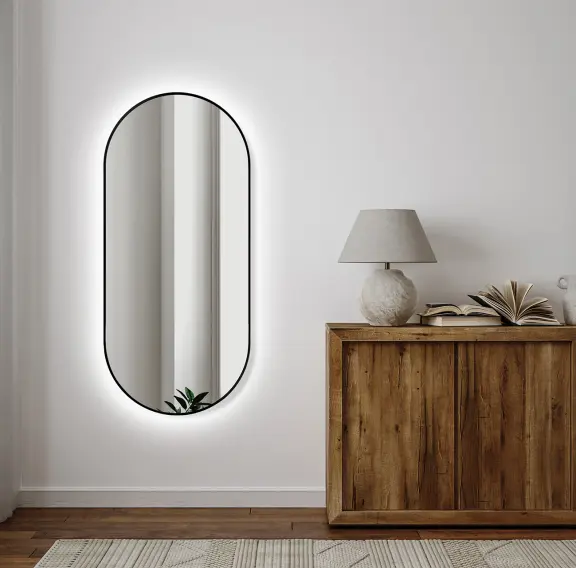 Zrkadlá do kúpeľne -  Gaudia Zrkadlo Zeta SLIM Black LED Ambient