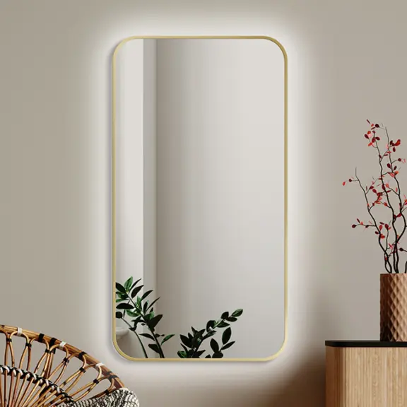 Zrkadlá do kúpeľne -  Gaudia Zrkadlo Mirel SLIM LED Ambient Gold