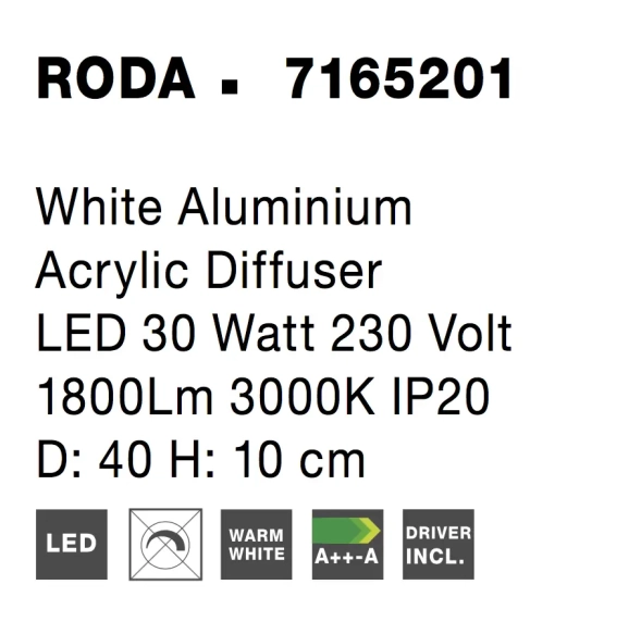 Stropné svietidlá - Novaluce LED stropné svietidlo Roda 40 biele