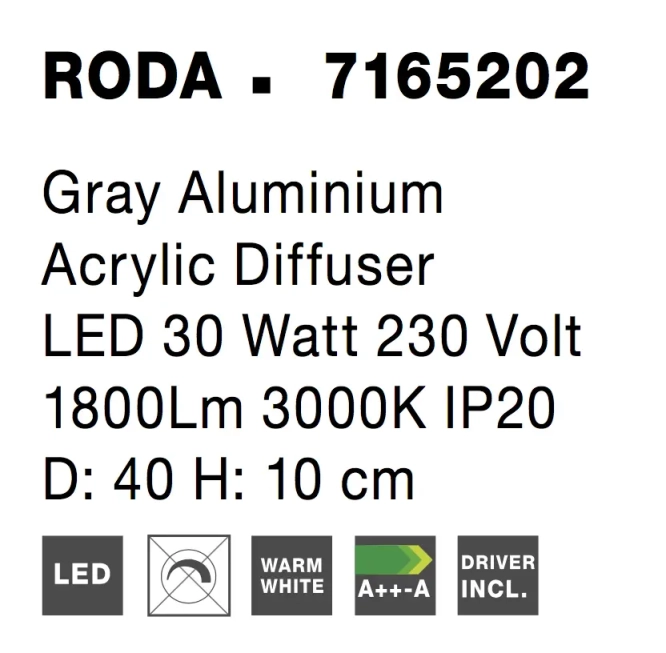 Stropné svietidlá - Novaluce LED stropné svietidlo Roda 40 Svetlá sivé