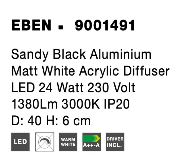 Stropné svietidlá - Novaluce LED stropné svietidlo Eben 40 čierne