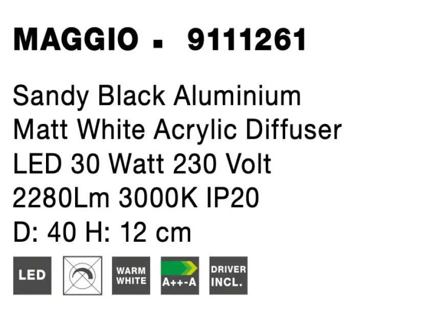 Stropné svietidlá - Novaluce LED stropné svietidlo Maggio 40 čierne