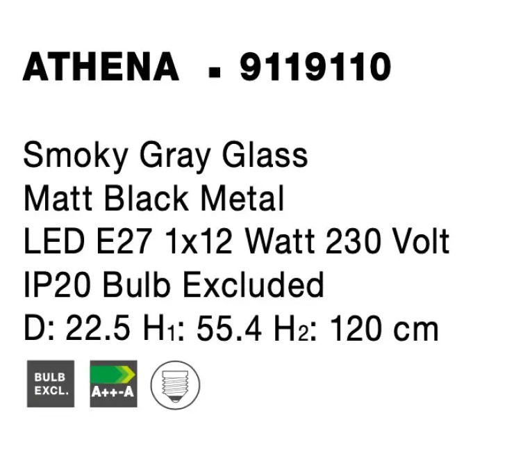 Lustre a závesné svietidlá - Novaluce Luxusný luster Athena 225 tmavo sivé