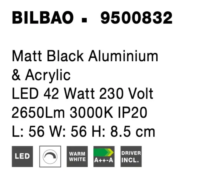 Stropné svietidlá - Novaluce LED stropné svietidlo Bilbao 56 čierne