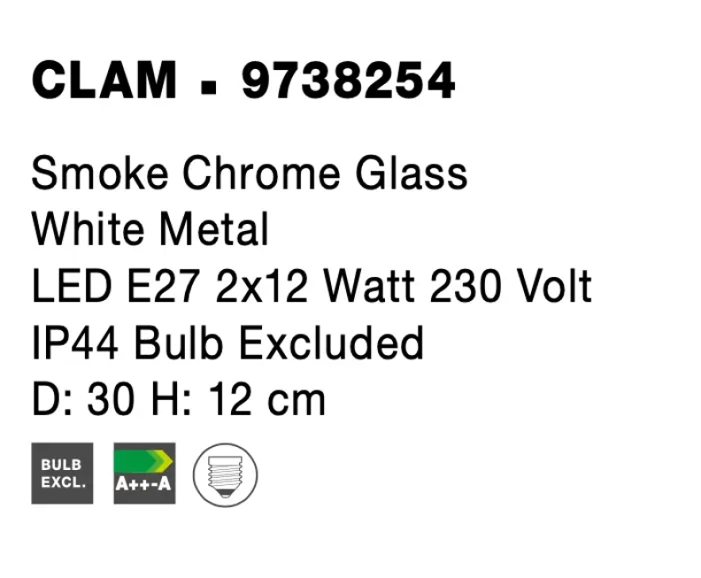 Stropné svietidlá - Novaluce Dizajnové stropné svietidlo Clam 30 Chrome