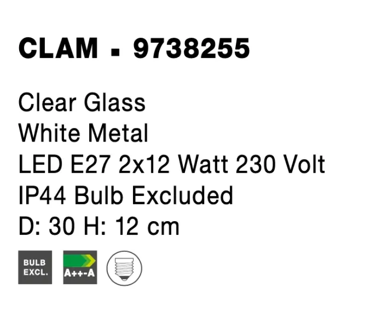 Stropné svietidlá - Novaluce Dizajnové stropné svietidlo Clam 30 Číra
