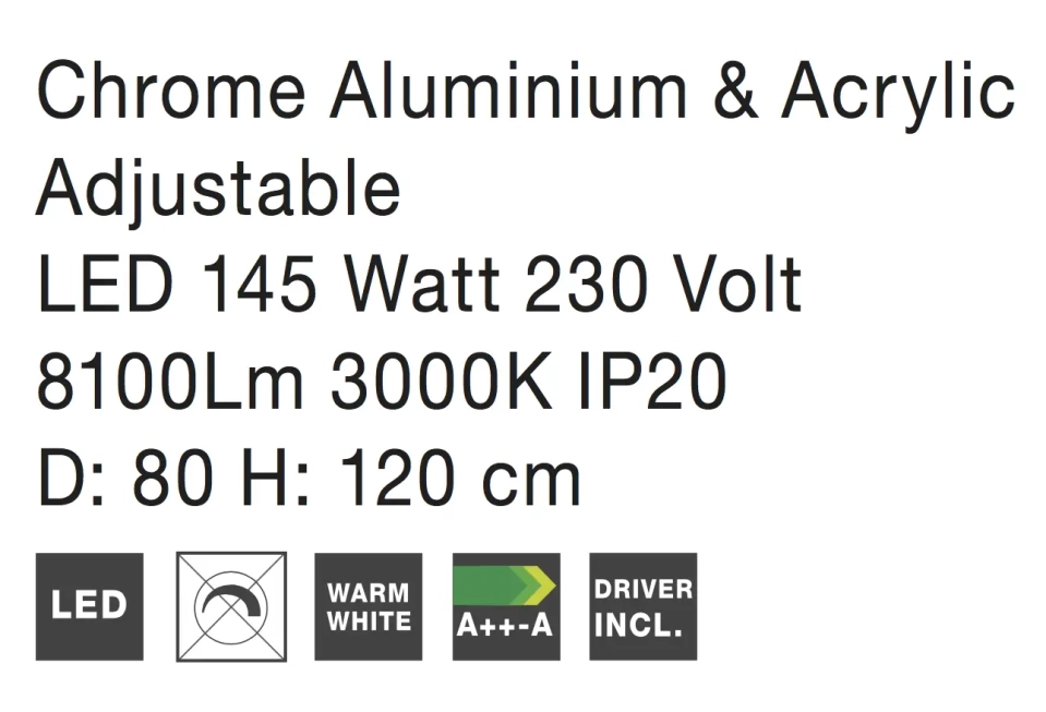 Lustre a závesné svietidlá - Novaluce LED luster Aria 135W 80 Chrome