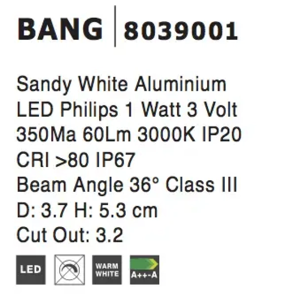 Vonkajšie pochôdzne svietidlá - Novaluce Vonkajšie LED svietidlo Bang B 37 biele
