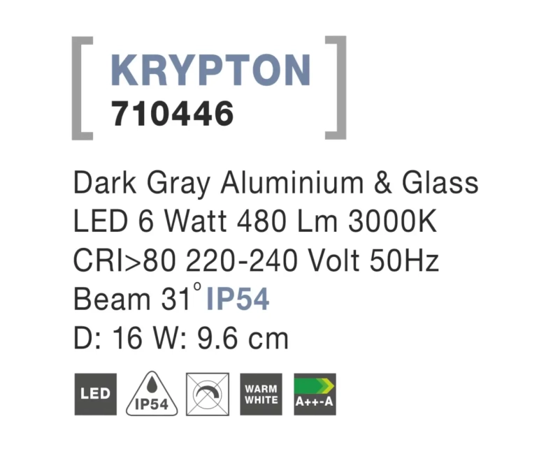 Vonkajšie orientačné svietidlá - Novaluce Vonkajšie LED svietidlo Krypton 16 tmavo sivé
