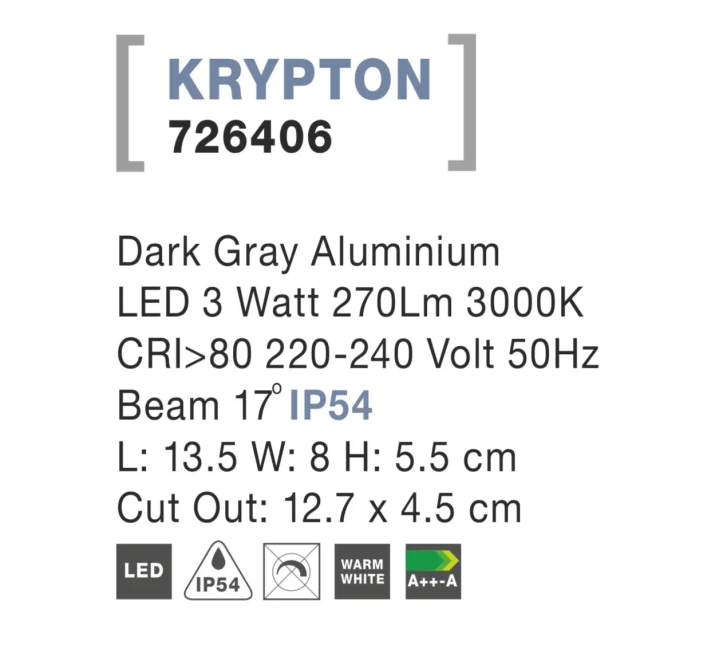Vonkajšie orientačné svietidlá - Novaluce Vonkajšie LED svietidlo Krypton 13.5 tmavo sivé