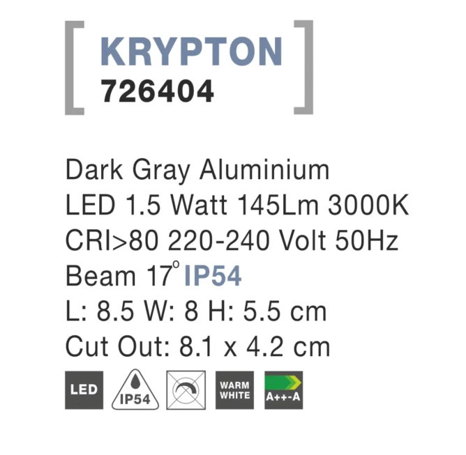 Vonkajšie orientačné svietidlá - Novaluce Vonkajšie LED svietidlo Krypton A 85 tmavo sivé