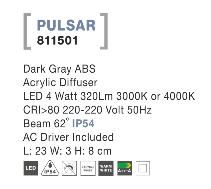 Vonkajšie orientačné svietidlá - Novaluce Vonkajšie LED svietidlo Pulsar B 23 tmavo sivé
