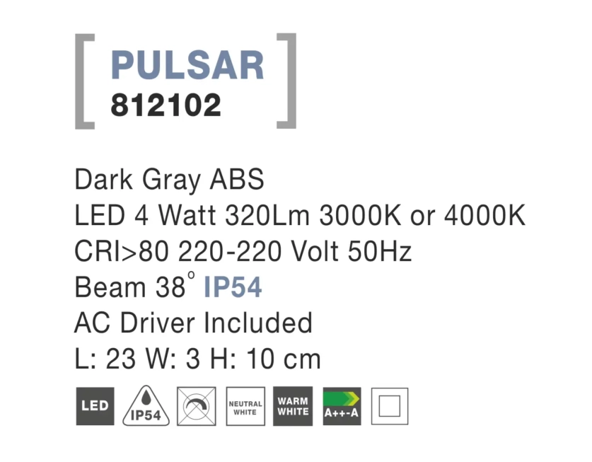 Vonkajšie orientačné svietidlá - Novaluce Vonkajšie LED svietidlo Pulsar C 23 tmavo sivé