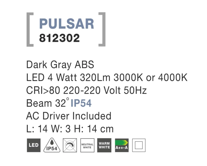 Vonkajšie orientačné svietidlá - Novaluce Vonkajšie LED svietidlo Pulsar 14 tmavo sivé