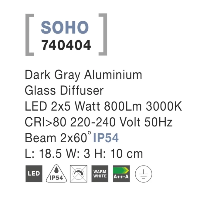 Vonkajšie nástenné svietidlá - Novaluce Vonkajšie LED svietidlo Soho 18.5 tmavo sivé