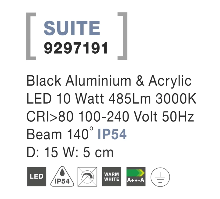 Vonkajšie nástenné svietidlá - Novaluce Vonkajšie LED svietidlo Suite 15 čierne