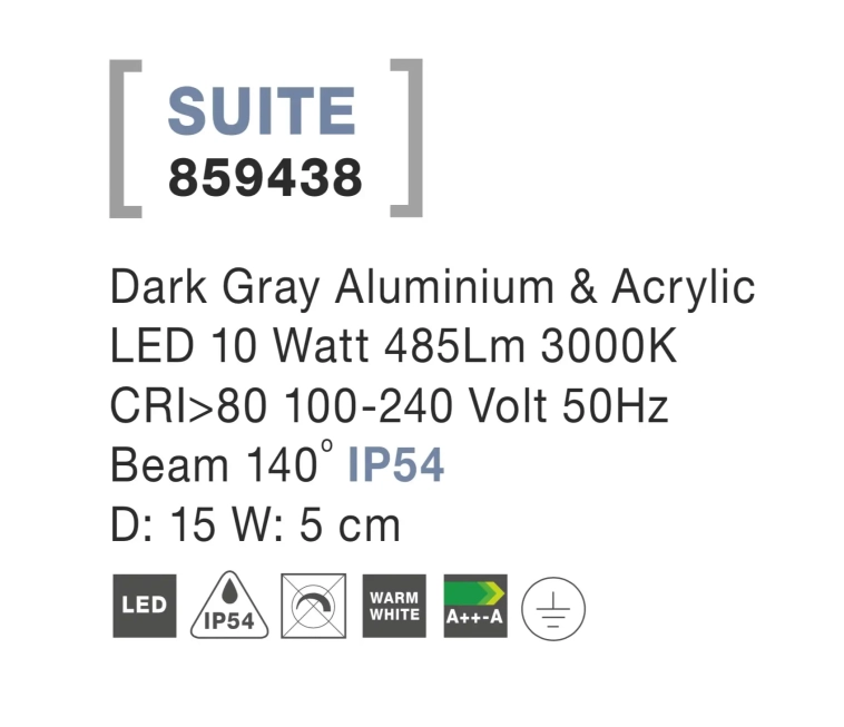 Vonkajšie nástenné svietidlá - Novaluce Vonkajšie LED svietidlo Suite 15 tmavo sivé