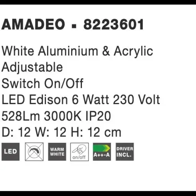 Nástenné svietidlá - Novaluce Moderné nástenné svietidlo Amadeo biele