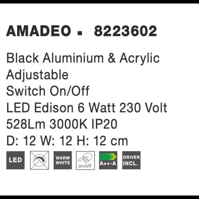 Nástenné svietidlá - Novaluce Moderné nástenné svietidlo Amadeo čierne