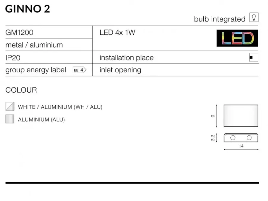 Nástenné svietidlá - AZzardo LED nástenné svietidlo Ginno 2 hliníkové