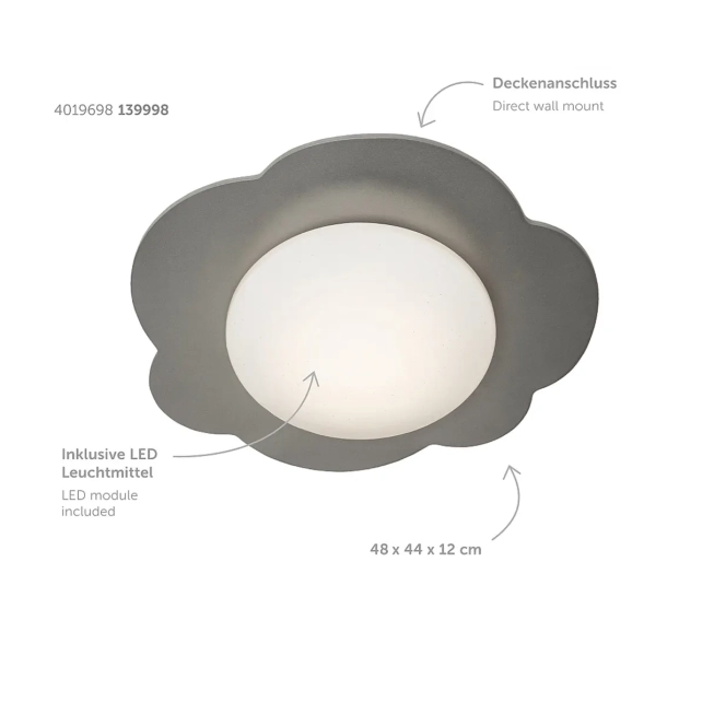 Stropné svietidlá - Elobra LED stropného svetlo „Clouds“ sivá